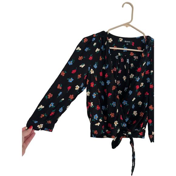 Madewell Wrap Top Womens Size Small Pressed Flowers Print Viscose - Picture 4 of 6